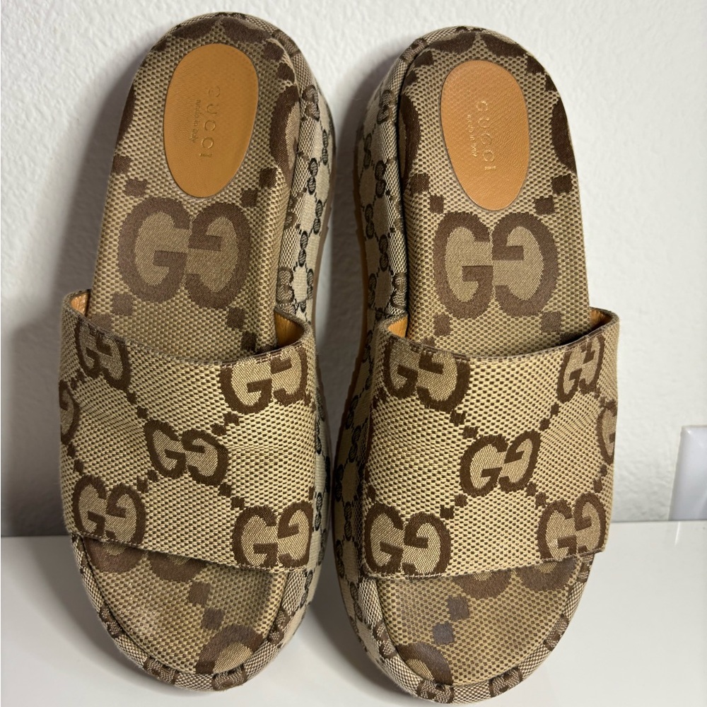 Gucci Women's Tan Logo Platform Sandals - Picture 4 of 8